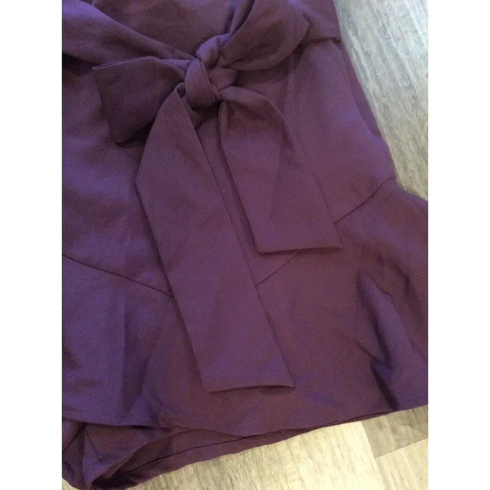 Zara Purple Skort Mini Skirt Front Tie Small S Women's